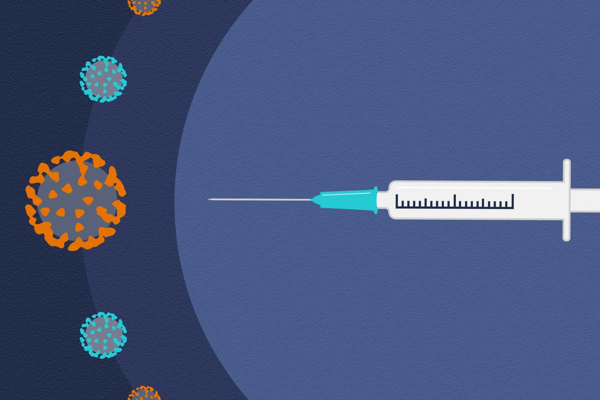 illustration of a needle and a virus