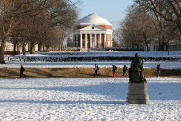 Snowy Lawn with the Rotunda in the distance